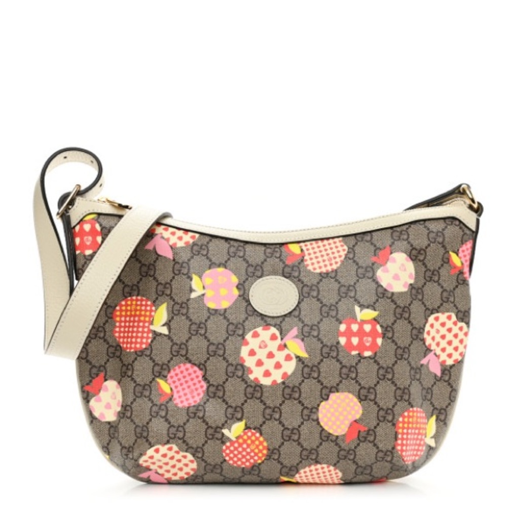 (SOLD) GUCCI GG Supreme Monogram Les Pommes Small Ophidia Half Moon
